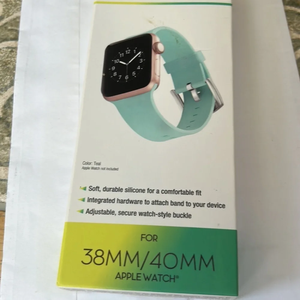 Aqua Apple Watch silicone watch band.